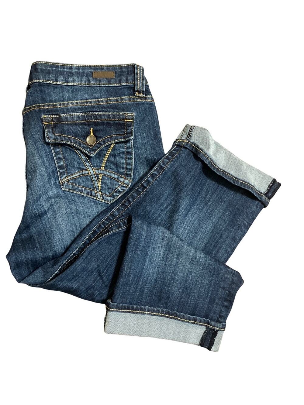 Kut from the Kloth Dark Blue Capri Jeans with Cuffed Hem Size 12